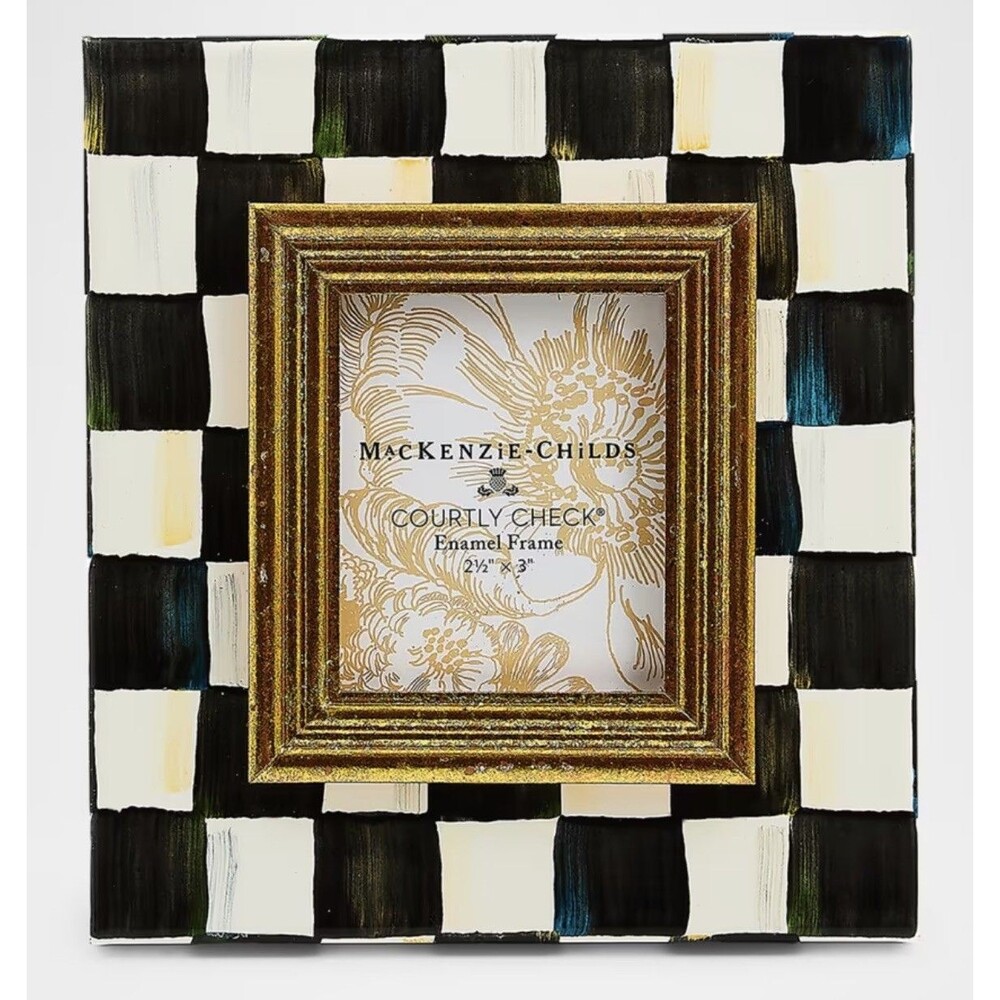 Mackenzie Childs COURTLY CHECK Picture/Photo ENAMEL FRAME 2.5"X3" Brand New